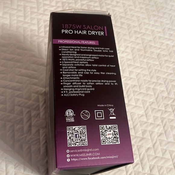 Jinri, 1875 W Salón Pro Hair Dryer. - Picture 8 of 8